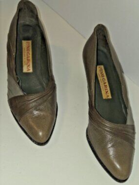 Pino Capina Brown Leather Pumps Low Heel Sz 7
